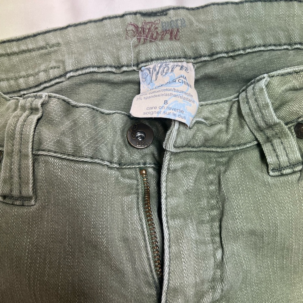 Worn Light Green Denim Jeans